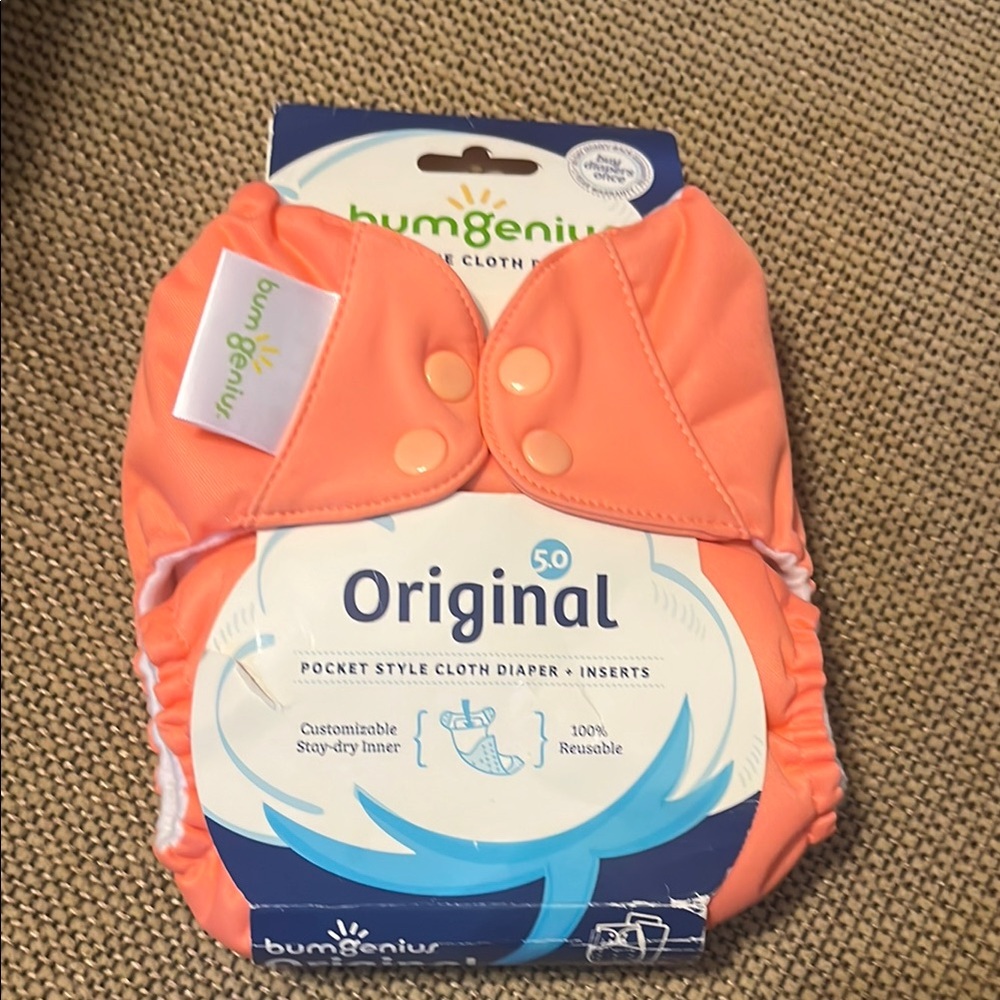 BumGenius Orange Diaper Cover Snap Closure